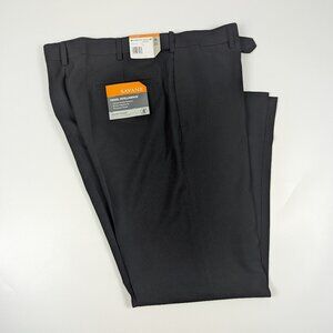 Savane Straight Fit Travel Intelligence Comfort Waist Black Dress Pants 36x32